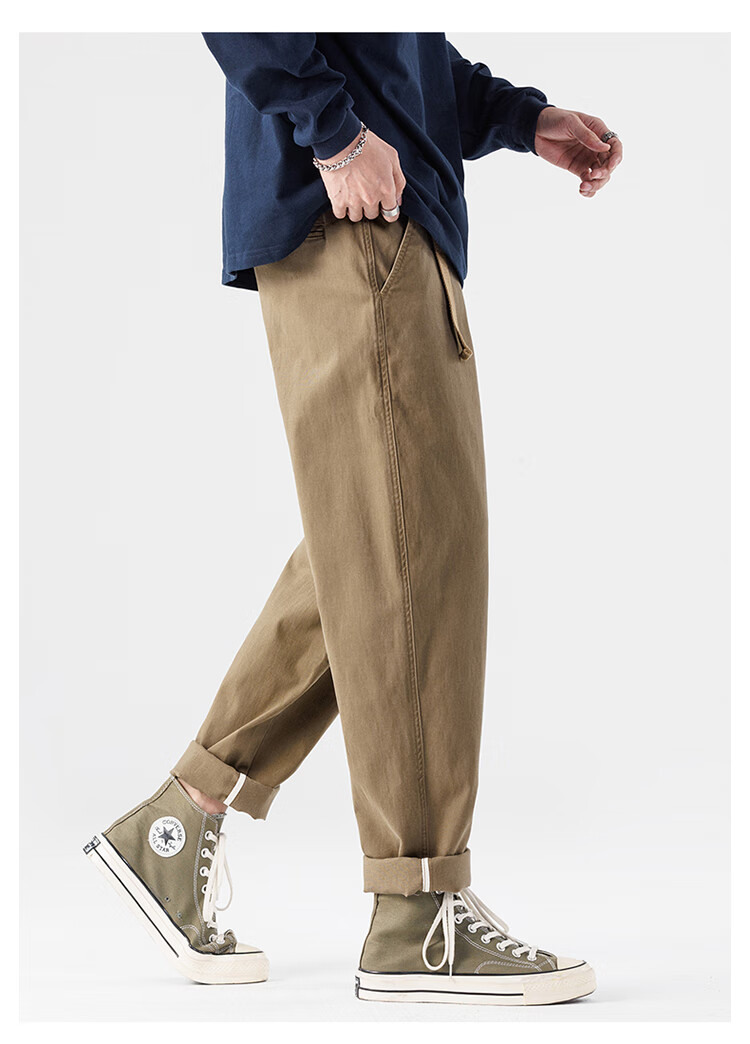JEEP Casual Pants for Men, Loose-Fitting Trendy Spring And Summer High-End Straight-Leg Cargo Pants, Light Khaki, Size 28 15