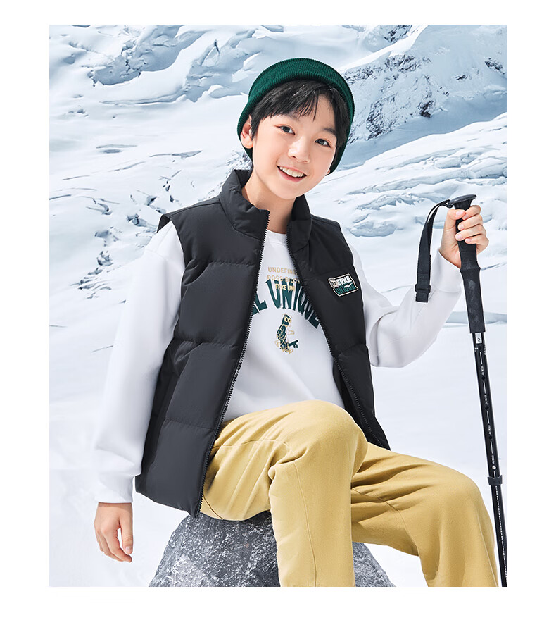 ERKE Kids Unisex Children's Winter Warm Sleeveless Waterproof Breathable Vest Jacket Black 170 16