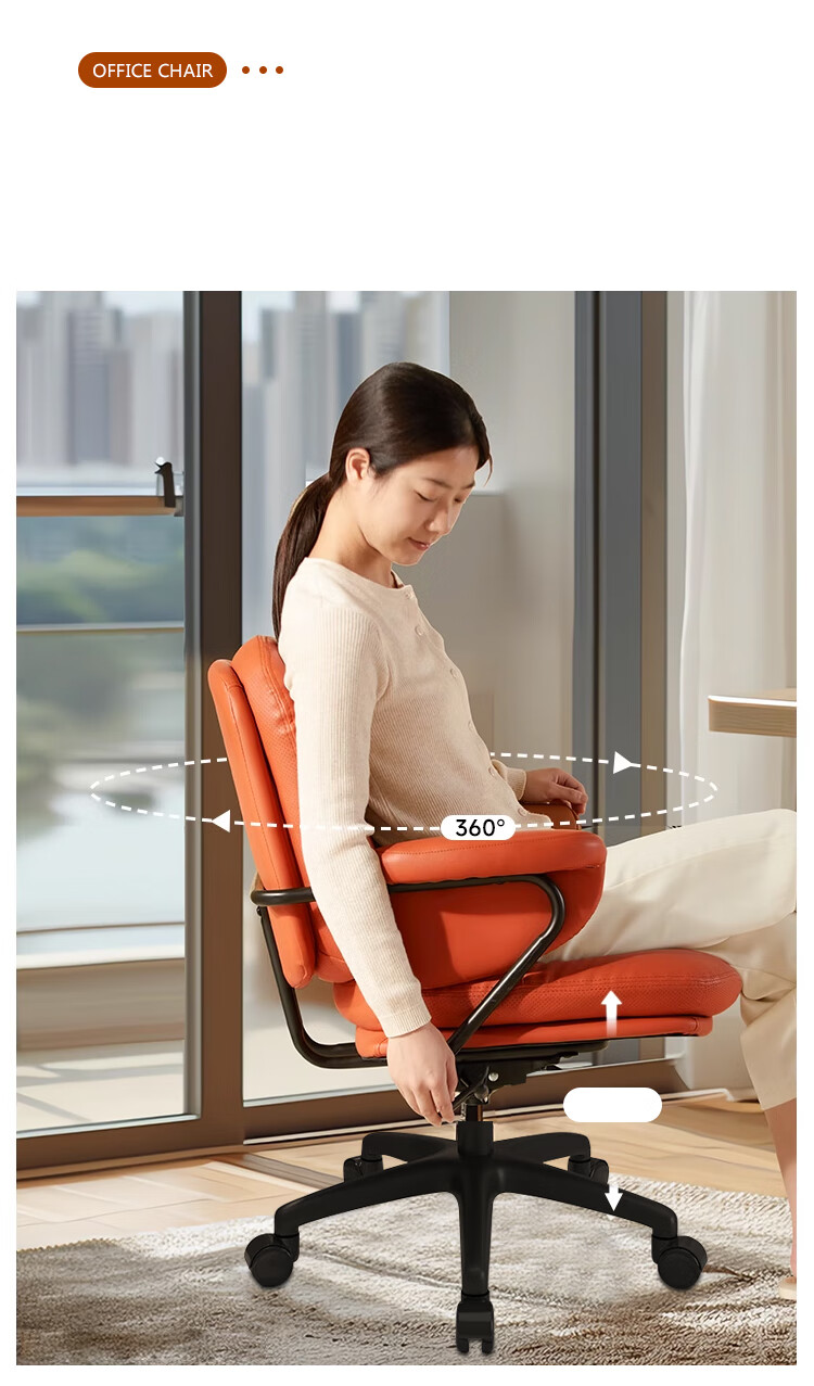Annafu Computer Chair, Office Chair, Gaming Chair, Home Ergonomic Chair, Backrest Chair, Swivel Chair BG332, Black Legs, Orange 10