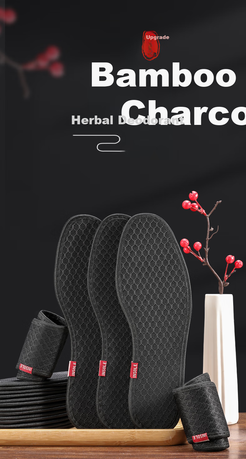Bangnishi Jia 6 Pairs of Bamboo Charcoal Insoles, Odor-Resistant, Breathable, Sweat-Absorbing, Deodorizing, Fresh-Scented, for Men And Women, Suitable for Sports Leather Shoes in Summer 1