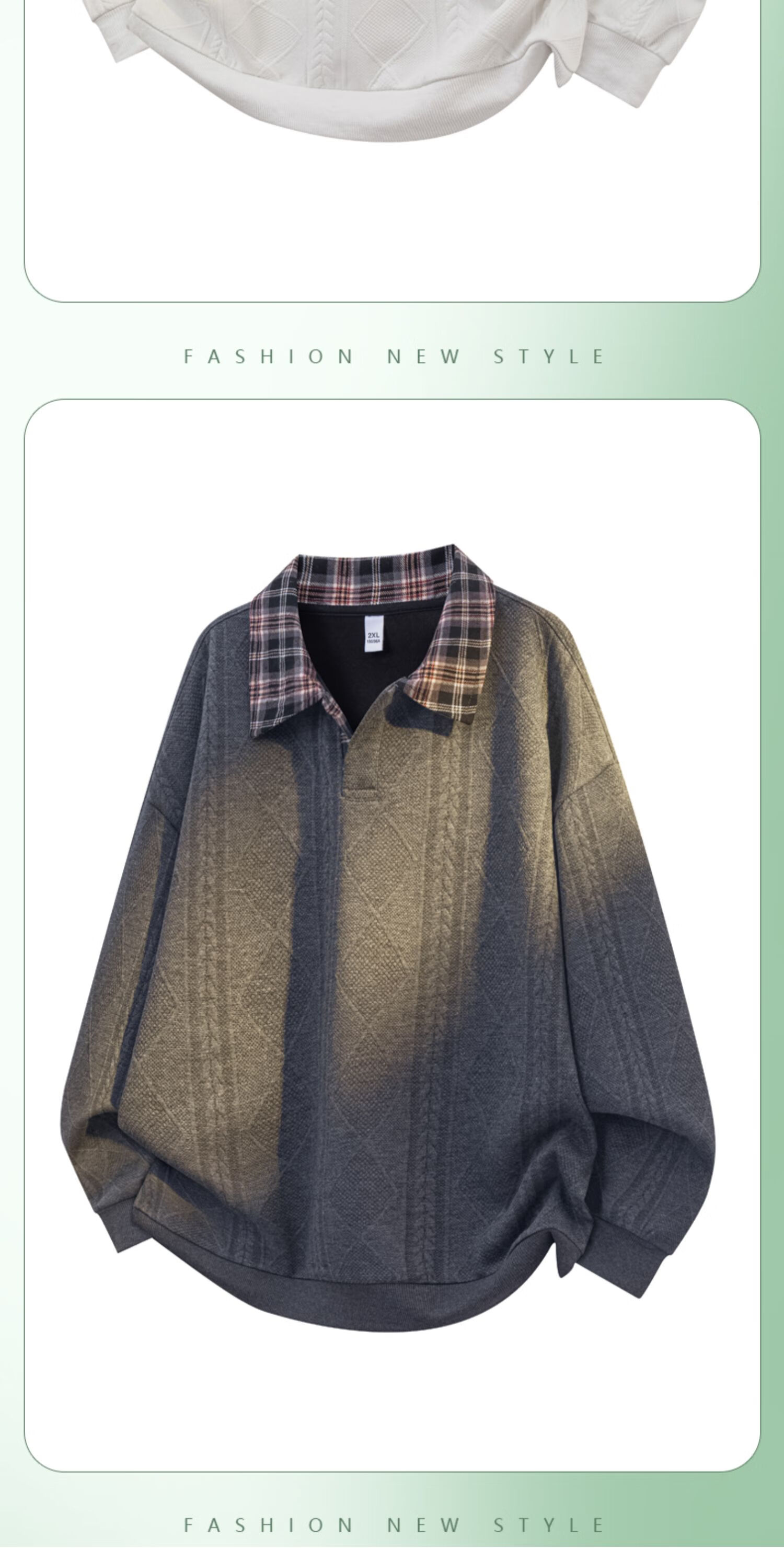 Dingfengbaoluo American Jacquard Long Sleeve Sweatshirt Men Autumn Loose Casual Textured Top XPR12 Black L 6