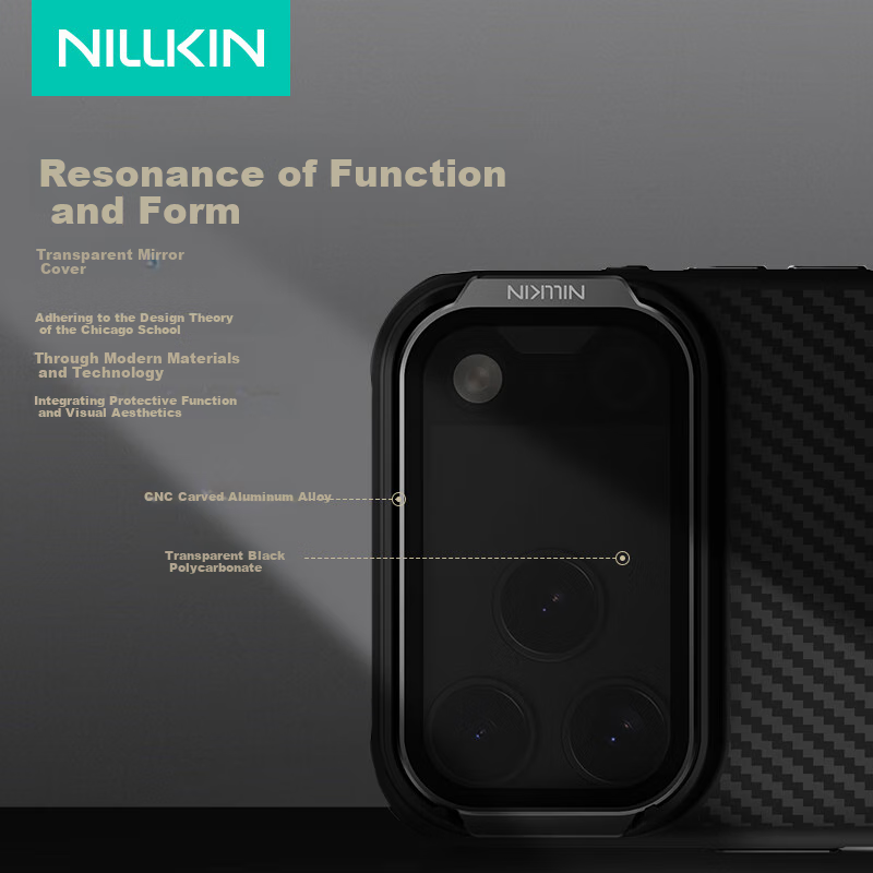 Чехол NILLKIN для iPhone 17 Pro Max, защита камеры, магнитный, из кевлара, с подставкой, ультра черный