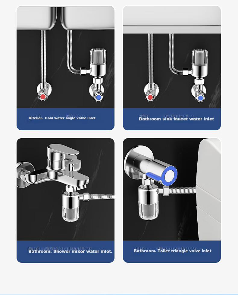 Muvi Electric Water Heater Pre-Filter Washable Toilet Washing Machine Shower Head Tap Water Inlet Anti-Scale Device 9