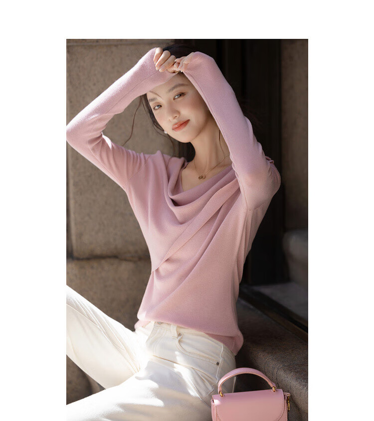 Demana Heartbeat Knit Collection Autumn Elegant V-Neck Long Sleeve Wool Blend Sweater for Women 5