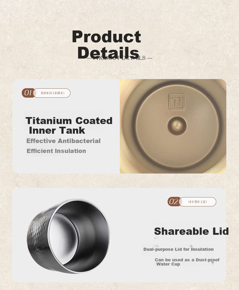 Jiwusenlin Titanium-Coated Insulated Mug, Business Portable High-End Tea Infuser Cup for Men And Women, Qixi Valentine's Day Gift 12