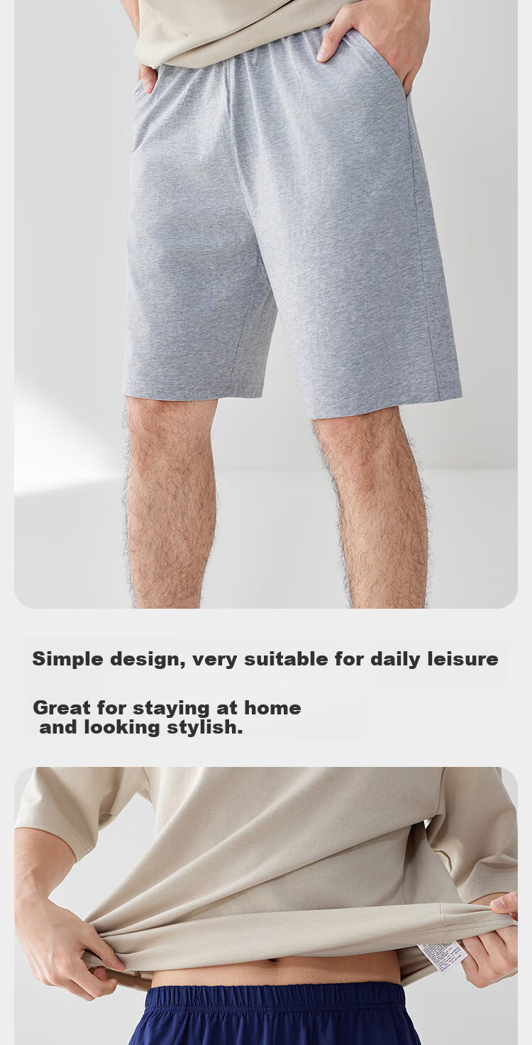 HLA Men's Sleep Shorts, Five-Point Pants, Pure Cotton, Loose And Comfortable, Suitable for Outdoor Wear, Beach Shorts, And Loungewear 5