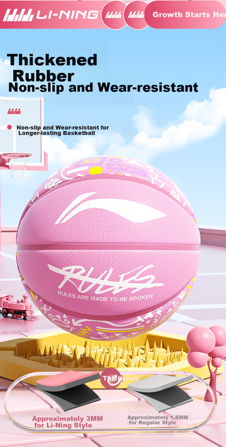Li-Ning Children's Basketball Size 5, Kindergarten Outdoor Cement Court Competition Training, Elementary School Student Size 5 Wear-Resistant Basketball Gift 5