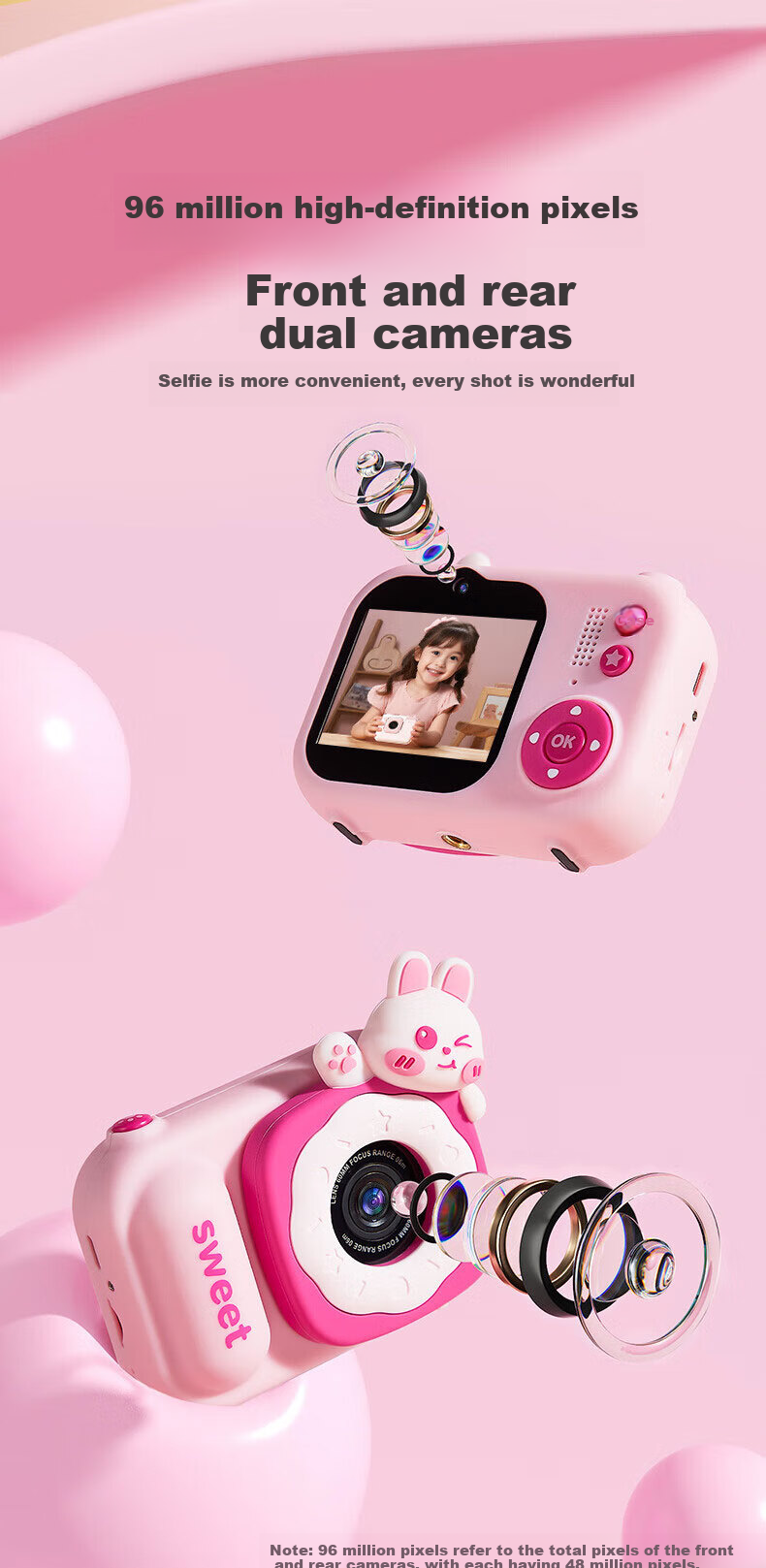 Leleyu Children's Camera Toy, for Ages 3-6, High-Definition Camera with Photo Printing And Video Recording Function, Birthday Gift for Boys And Girls 2