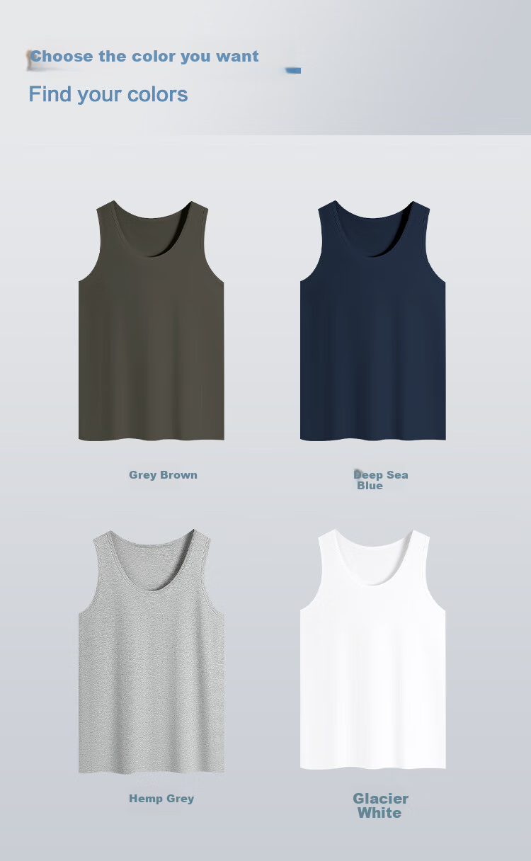 Hodo Men's Cotton-Spandex Solid Color Round Neck Breathable Sports Undershirt Tank Top, 2-Pack 10