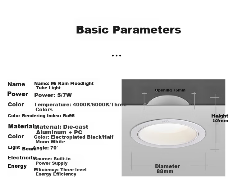 NVC LED Downlight for Living Room, Bedroom, Hallway, Recessed Ceiling Light, High CRI 7W Tri-Color [Miyu] Cut-Out 75mm 13