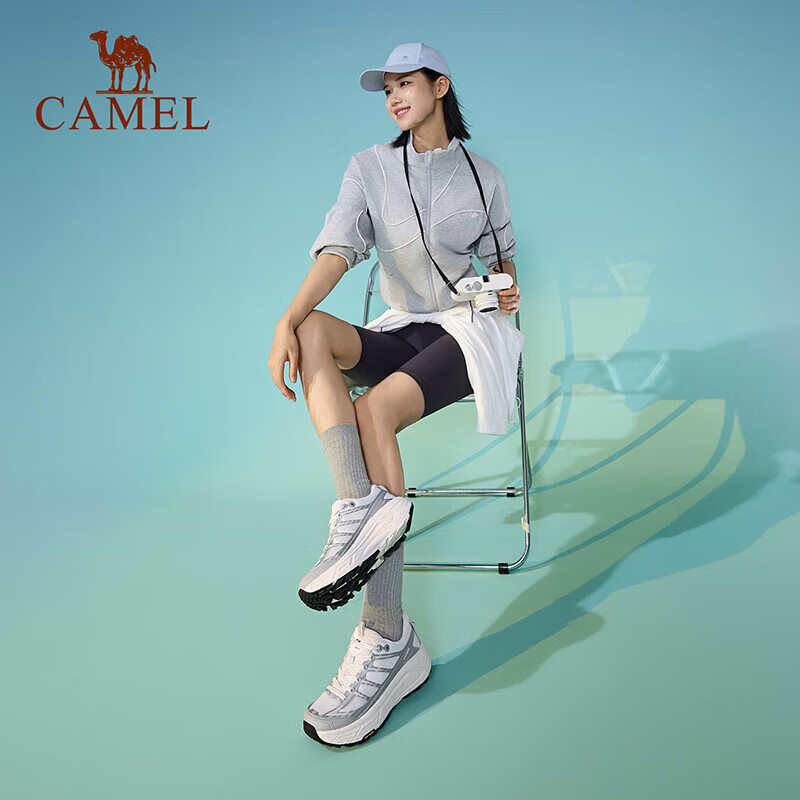 Женские кроссовки CAMEL Carbon Zero с толстой подошвой, амортизацией и упругостью для бега, K25C09L7060, цвет: белый с серебром, размер: 36