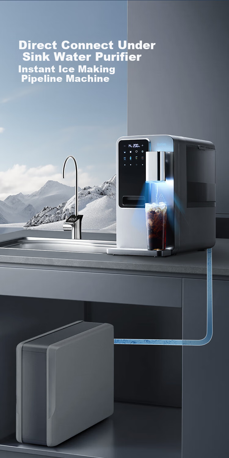 Unities Uwater M5 Ice Cube Countertop Water Dispenser, Instant Heating Home Use Bottle Warmer, Material Direct Drinking Machine, Ice Maker, Pipeline Machine, Water Dispenser, Deep Space Gray 14