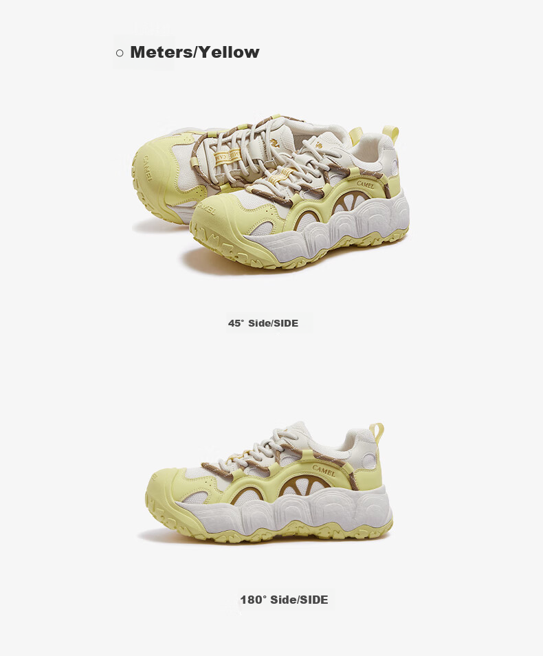 CAMEL [Dilireba's Same Style] Neng Meng Chou Meng Women's Sneakers Casual Sports Shoes L25A202062 Beige/gray 38 51