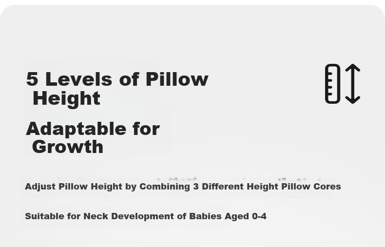 Beitaisi Children's Pillow, All-Season Use, Full Pillow, Breathable, Height Adjustable, Baby Pillow for 0-4 Years Old, Newborn Neck Support Pillow 3