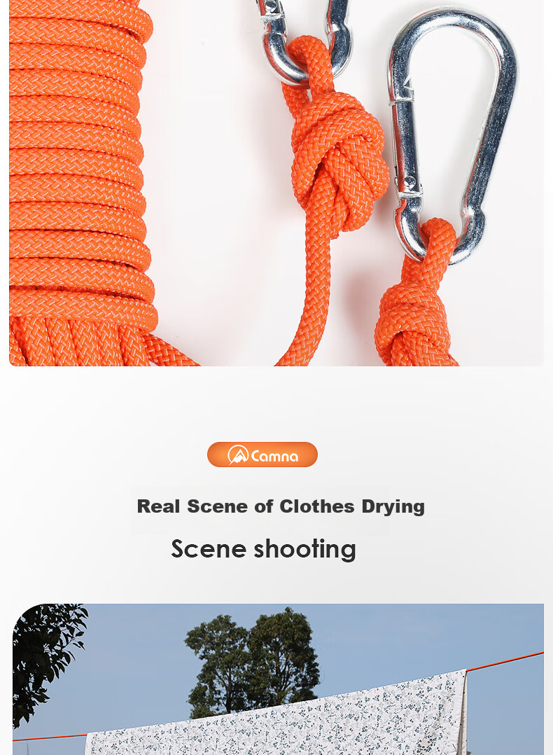 Kanle Outdoor Thickened Clothesline, Outdoor Quilt Drying Tool, Non-Slip Windproof Travel Car Roof Hanging Clothes Rope 13
