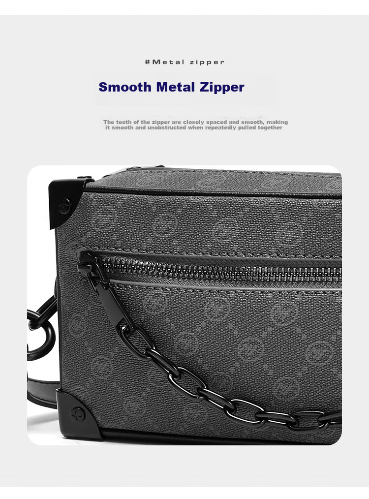 MARK FAIRWHALE Premium Men's Crossbody Bag, Vintage Pattern Chain Bag, Men's Shoulder Bag for Commuting, Portable Phone Bag, Small Messenger Bag 10
