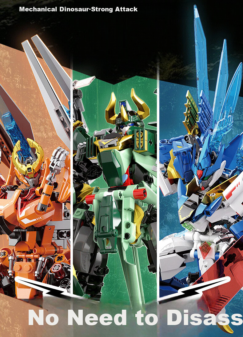F5 Yilong Dinosaur Building Blocks, Transforming Robot, Direct Transformation Gundam Mecha, Children's Toy, Gift for Boys' Birthday 2