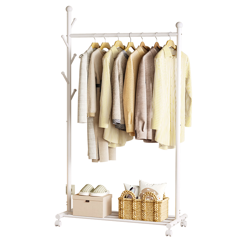 QIAONAMEI Clothes Drying Rack, Floor-Standing Hanger, Bedroom Balcony Drying Pole, Dormitory Clothes Hanger, Quilt And Clothing Drying Rack, 2266