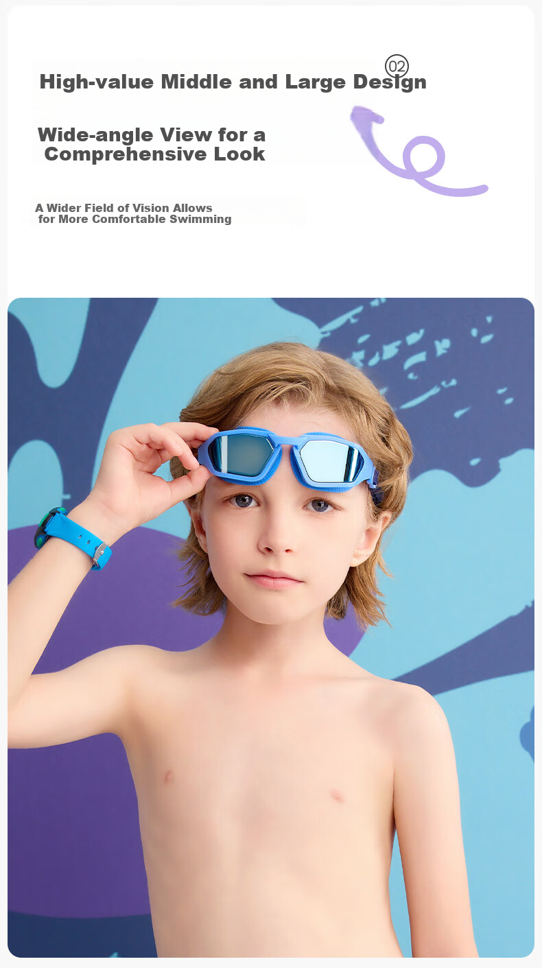 WATERTIME / Shui Chuan Children's Swimming Goggles for Ages 6-12, Coated Anti-Fog Professional Swim Glasses for Ages 10-15, Starry Gree 4