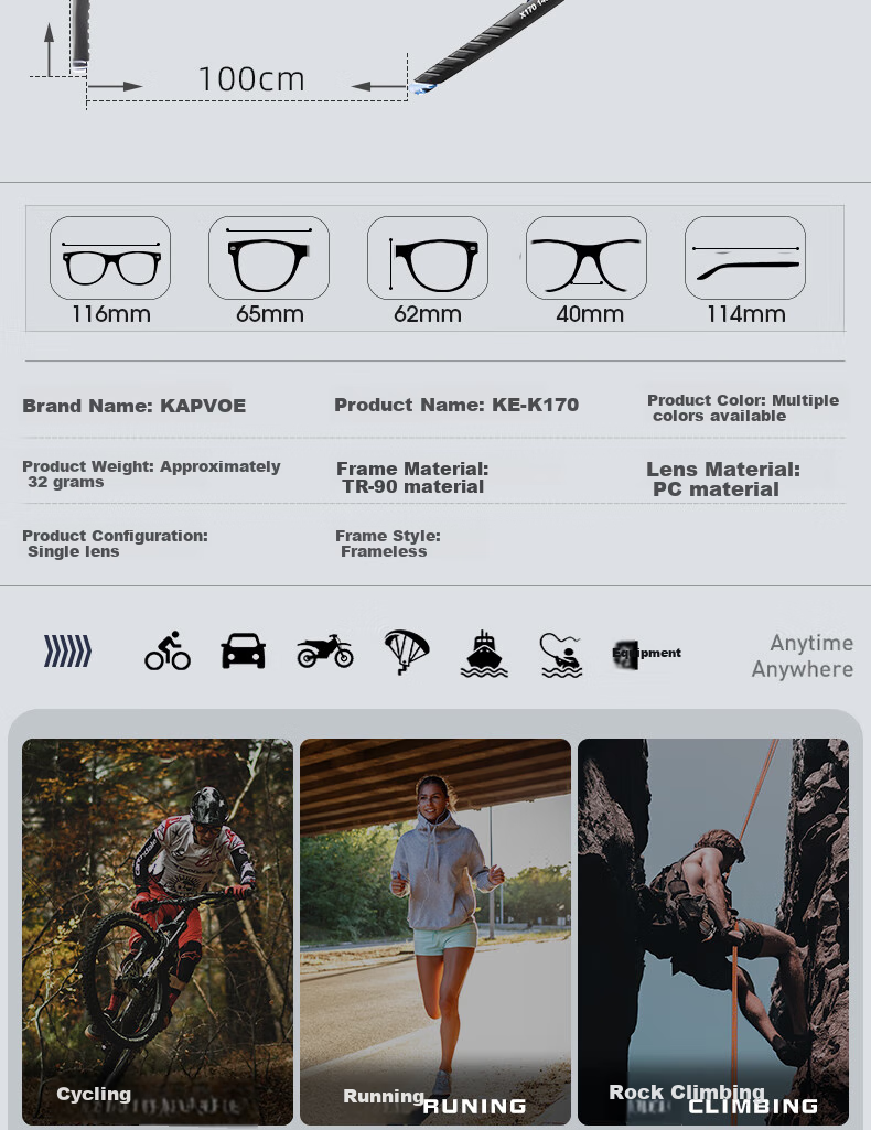 KAPVOE Full-Frame Photochromic Cycling Glasses, Day And Night Use Protective Goggles, Windproof Glasses for Road Bikes, Professional Mountain Bike Glasses for Nearsighted Users 9