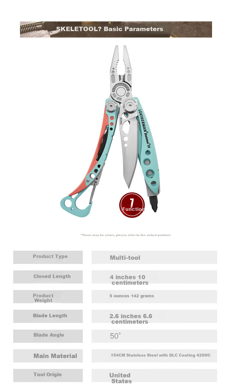LEATHERMAN SKELETOOL CX Dark Green, Multifunctional Combination Tool, Outdoor EDC Portable Equipment 7
