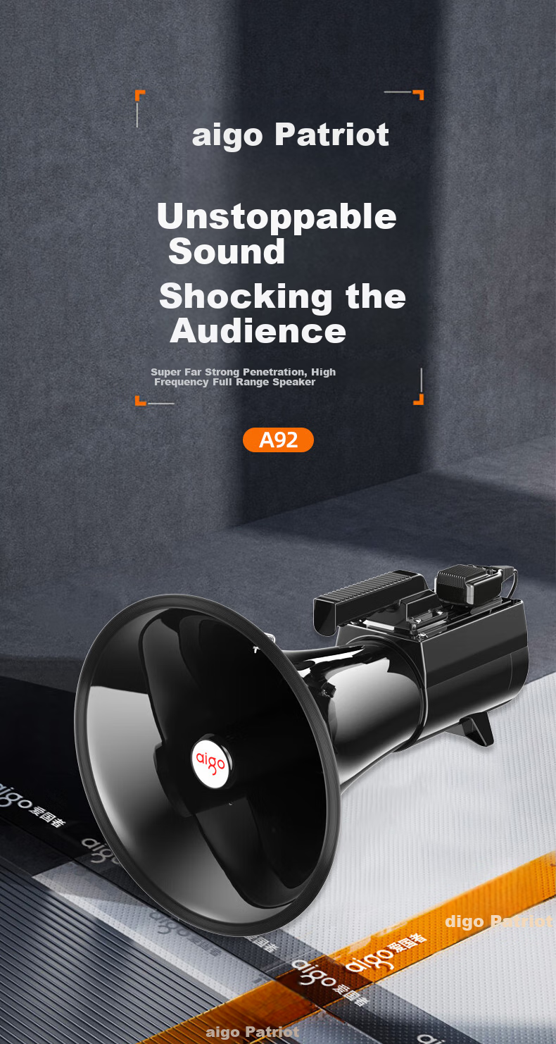 Aiguozhe Handheld Megaphone, Loudspeaker Amplifier, Recording Promoter, Street Vending Device, Small Powerful Public Address System, A92 (Black) 1