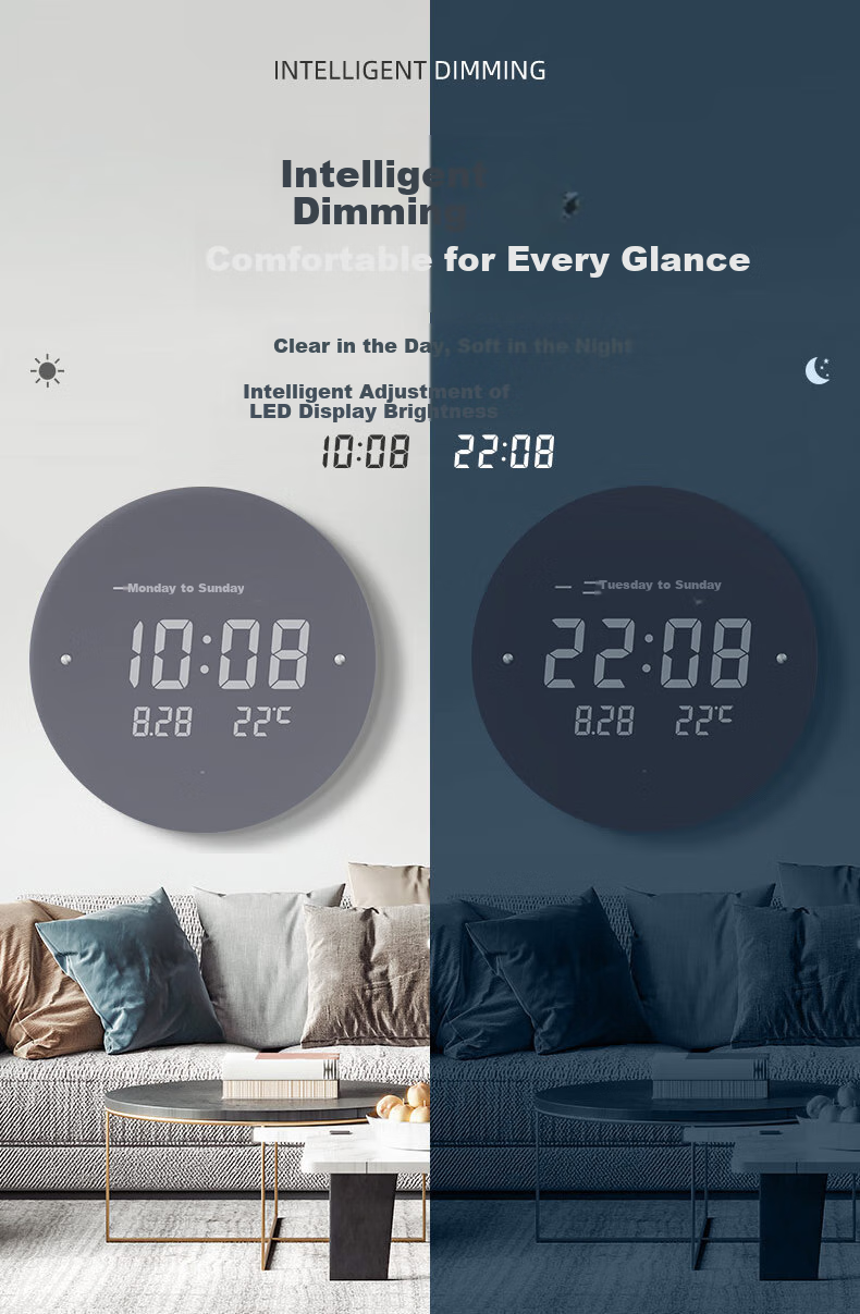 Momen Wall Clock, 30cm LED Cream-Style Clock, Living Room Luxury, No Drilling Required, Electronic Wall Clock, Luminous Timepiece 3