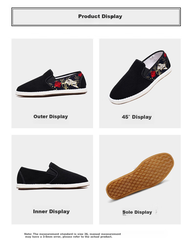 YUZHAOLIN Traditional Beijing Cloth Shoes with Thousand-Layer Casual Printed Trendy Slip-On Flat Men's Shoes Y1S-1005 Size 44 8
