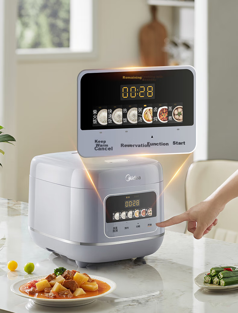 Midea Rice Cooker 3-4 People 4L Household Ceramic Antibacterial Wear-Resistant Inner Pot One-Touch Firewood Rice Quick Cooking Smart Reservation Multifunctional Micro-Pressure Stew Rice Cooker MB-4E61 7