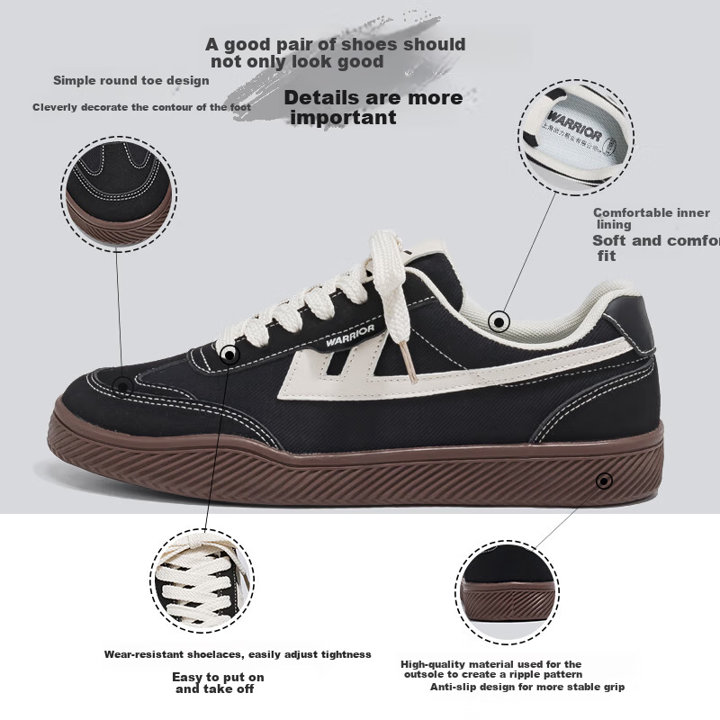 Huili Official Canvas Shoes for Men, Spring And Autumn Style, Thick-Soled Height-Increasing Sneakers, Outdoor Casual Training Shoes, Black, Size 42