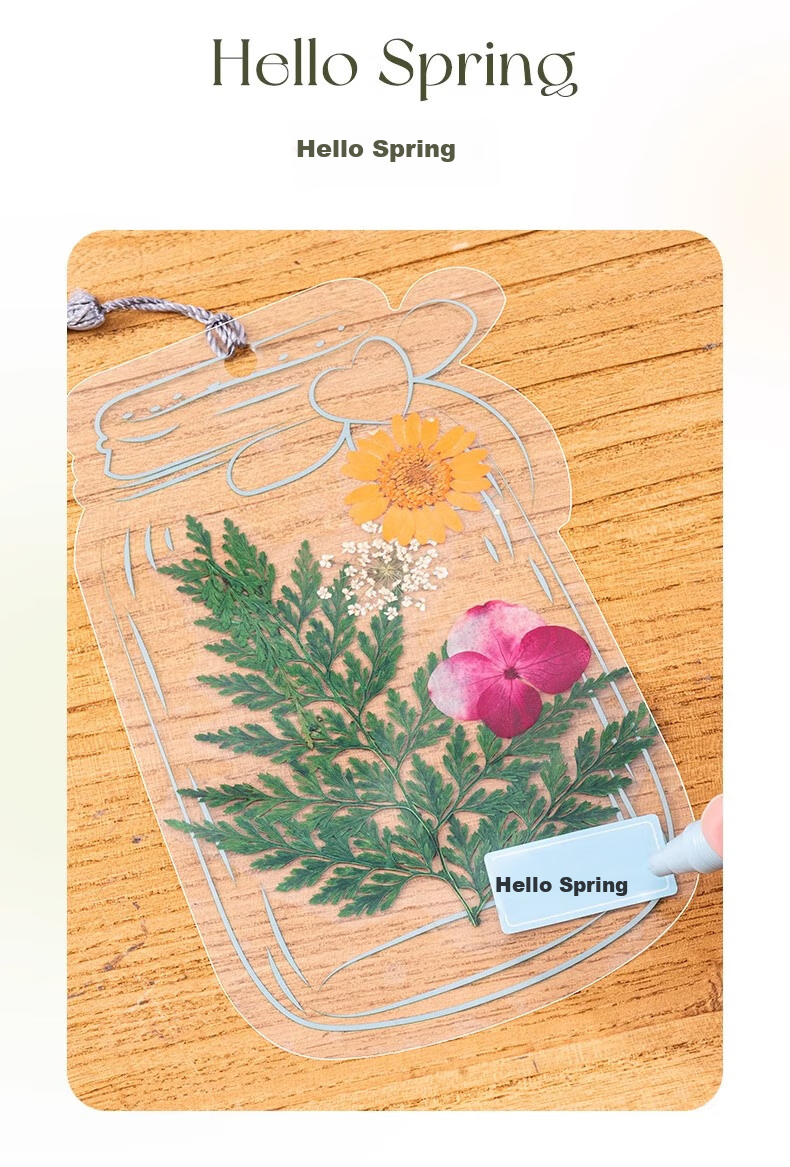 Jiamo [Popular Product], Transparent Dried Flower Bookmark DIY Craft Kit, Specimen PVC Laminating Film, Creative Plant Leaf Embossed Petals, Hanging Bottle Collection for Summer 5