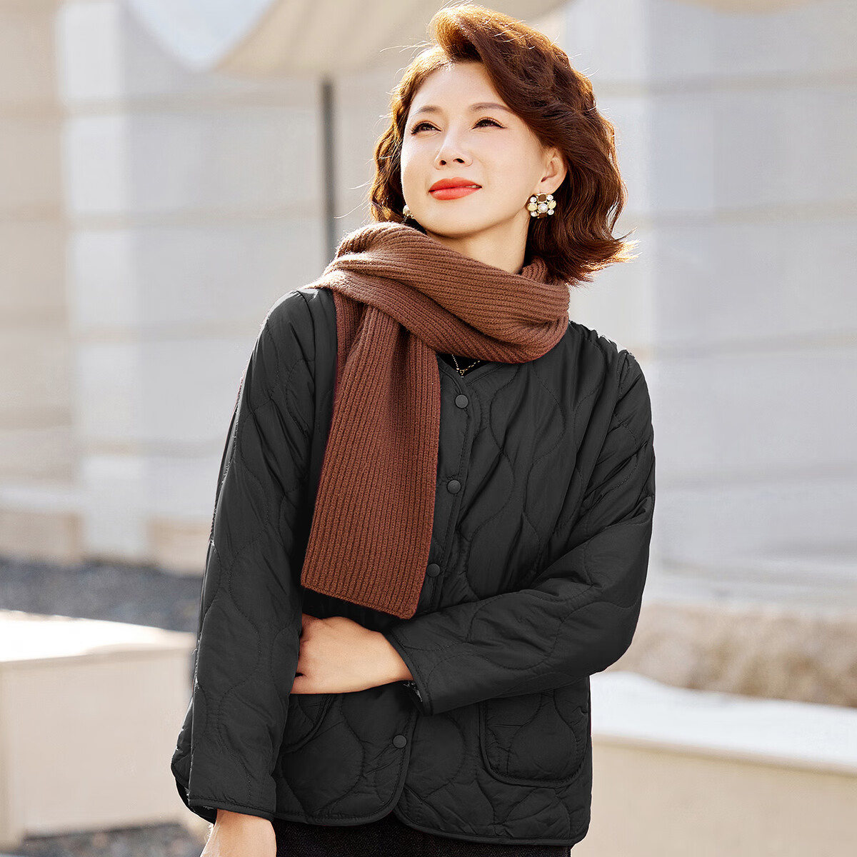 Past Winter New Fleece-Lined Warm Cotton Jacket Fashionable Homewear Thick Mom's Cotton Coat Black 2XL