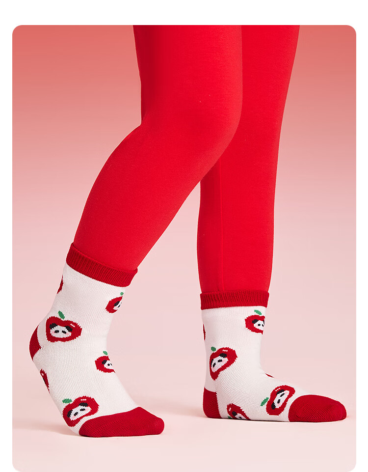 Balabala Kids Socks 2026 Spring Autumn Boys Girls Cotton Jacquard Socks 5 Pairs Red New Year Edition 1