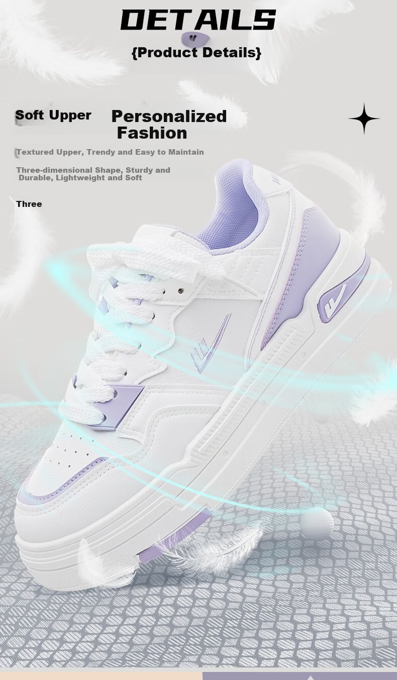 Huili Women's Shoes, White Sneakers, Trendy And Versatile Casual Shoes, Stylish Footwear for Women, 2662L White And Purple, Size 35 4