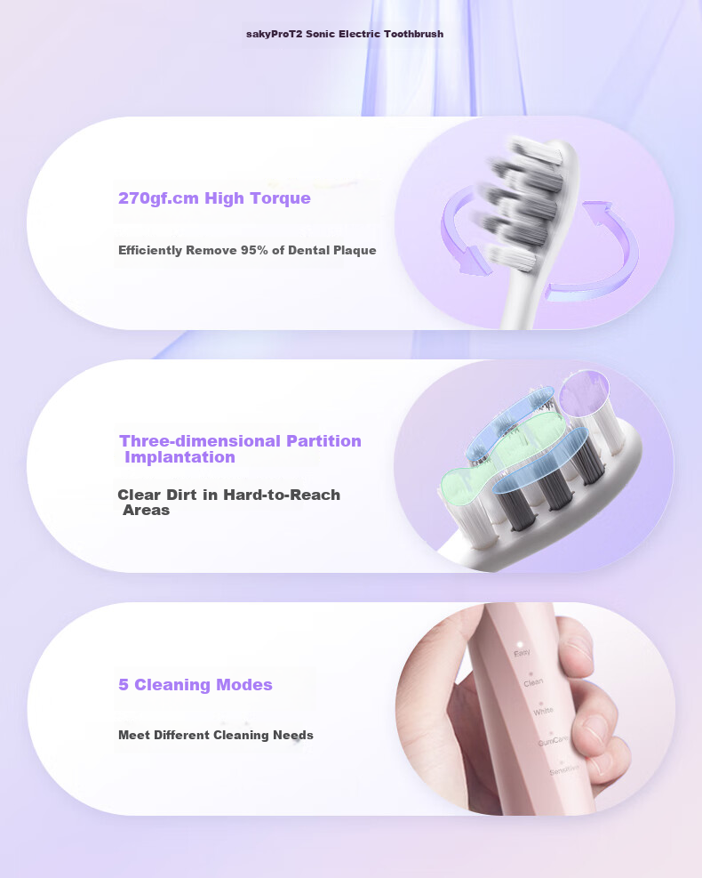 Shuke Electric Toothbrush T2 Xiaomi White, Smart Zone Change, 5 Modes, for Adults And Students, Gift for Boyfriend Girlfriend, Birthday Present, Oral Cleaning, Adult Gum Care Toothbrush 4