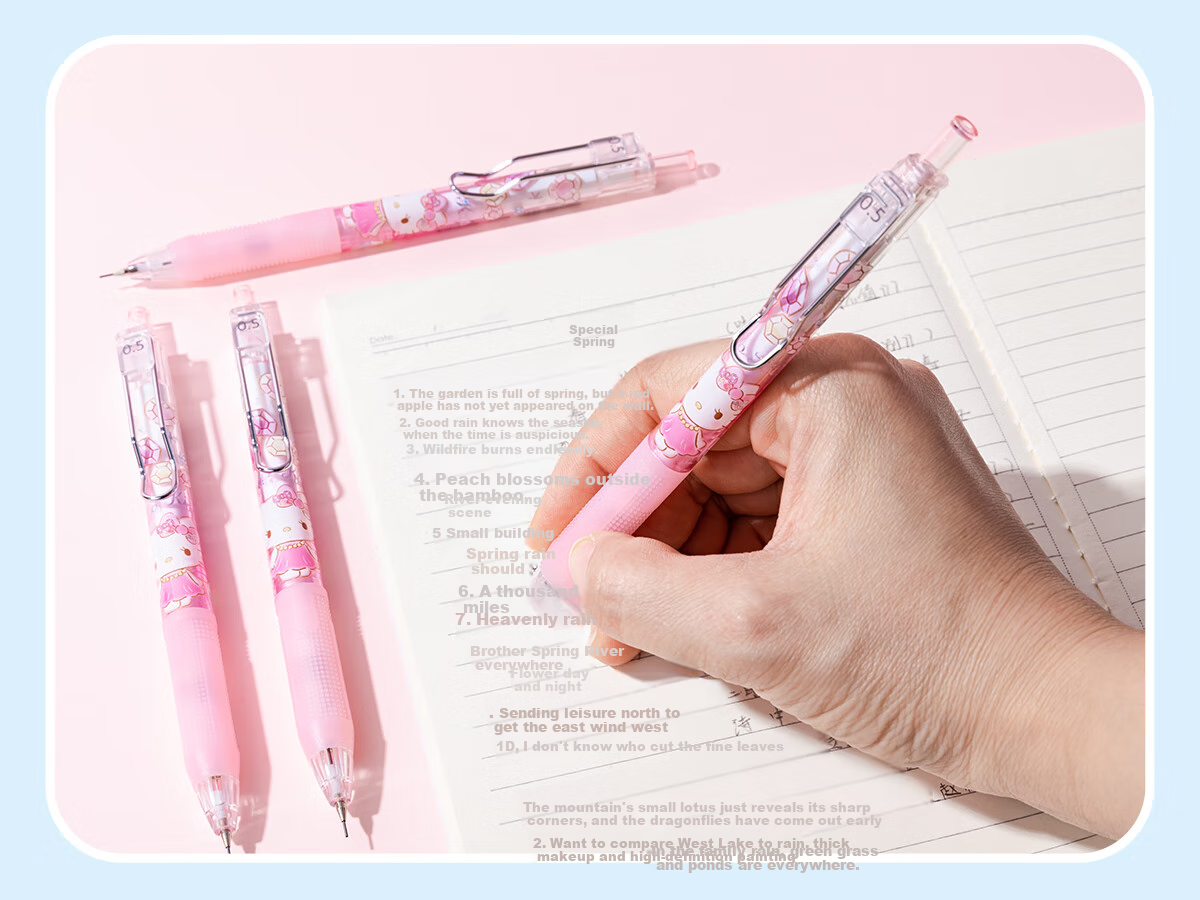 IiGEN Mechanical Pencil Stationery Sanrio Elementary School First Grade 0.5mm Soft Rubber Grip Low Center of Gravity Not Easily Broken Pencil School Supplies Essential Mechanical Pencil Pochacco One Piece 9611 14