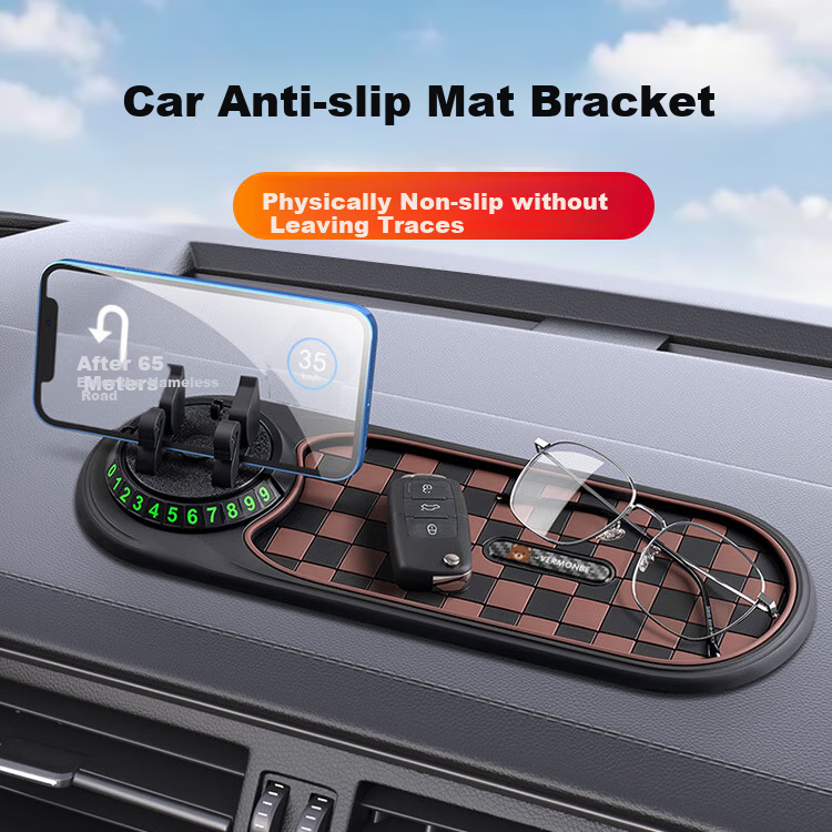 Dijialun Multifunctional Car Phone Holder, Three-In Anti-Slip Mat for Car, Temporary Parking Number Plate Ornament