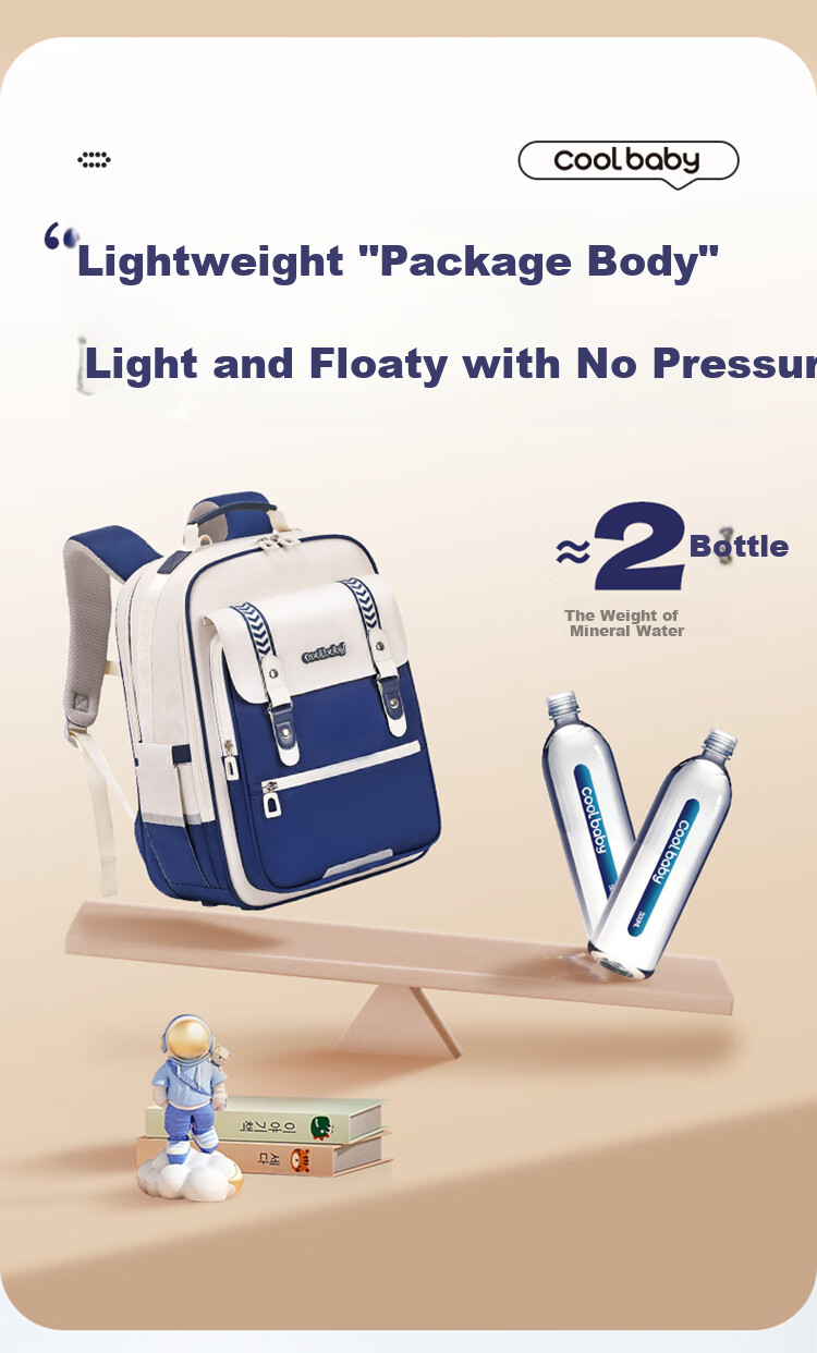 COOLBABY Schoolbag for Primary School Boys And Girls Grades 1-3 Children's Spine-Protecting Shoulder-Protecting Stylish Backpack 13