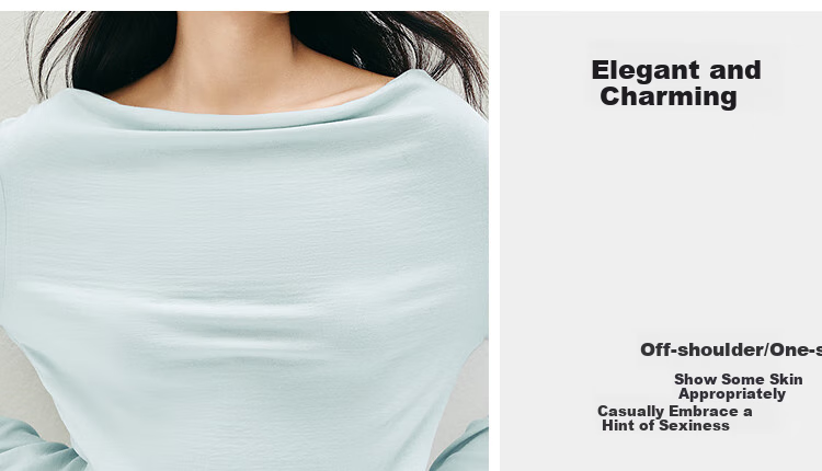 Semir Women's Long Sleeve T-shirt Short Thin Solid Color Design Sense 2025 Autumn Slim Dangling Neck Pullover 107625101001 7