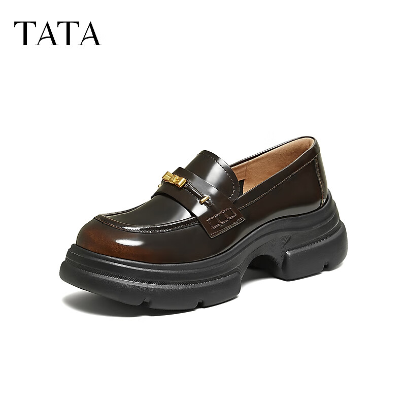 TATA Detective Home Women's Shoes 2026 Black Loafers Versatile Moccasins 7OLA6AA6 Brown Size 39
