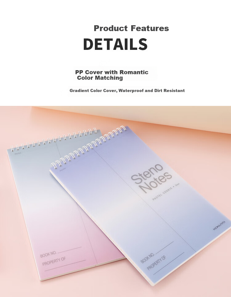 KOKUYO Light-Colored Cookie Clear Sky Spiral Notebook Quick Note Pad 8mm Center Column Line 6x9 Inch/60 Pages/Lavender Pink WSG-SNVB66GP 3