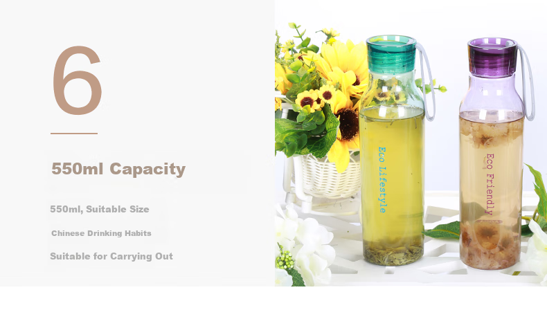 LOCK&LOCK ECO Outdoor Sports Water Bottle, Portable Plastic Water Jug for Men And Women Students, 550ML Gree 13