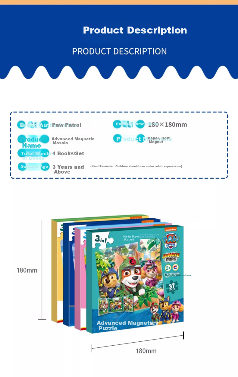 Dayanxiaowa Paw Patrol Children's Magnetic Puzzle, Ages 1-3 Magnetic Assembly Toy, Birthday Gift for Boys And Girls, First Step 7
