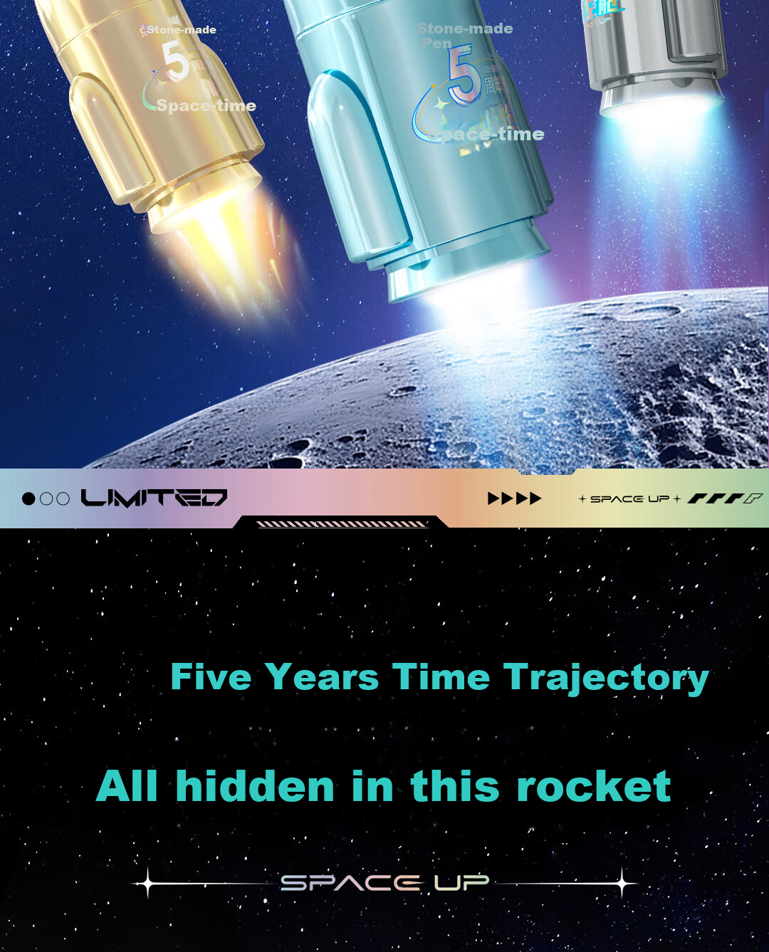 Dianshi Pen Set [National Day Gift], Space Capsule Rocket 5th Anniversary Limited Edition Pen Holder, Aesthetically Pleasing Stationery Set Gift Box, Student Birthday Present, 361E-B Nebula Purple 2