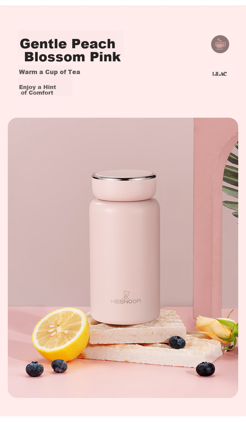 Heenoor Insulated Mug for Women, 316L Stainless Steel Water Bottle, Stylish Outdoor Portable Pocket Cup, Holiday Gift 4