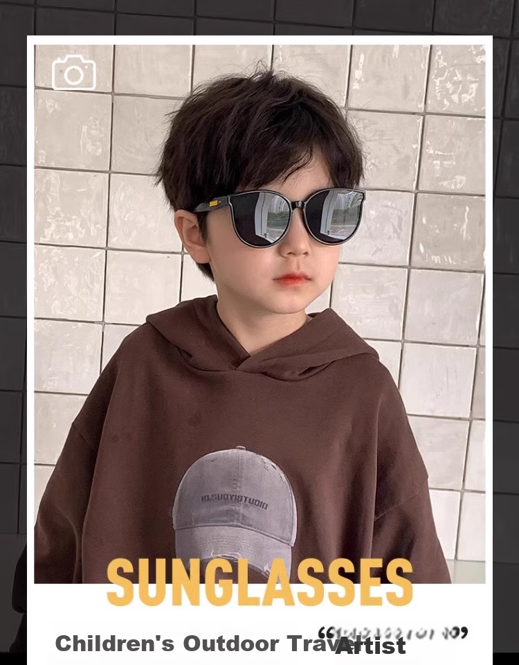 Cuntiandaofu Children's Sunglasses, New GM Boys Polarized Sunglasses UV Protection Sunglasses for Girls, Black Frame 1