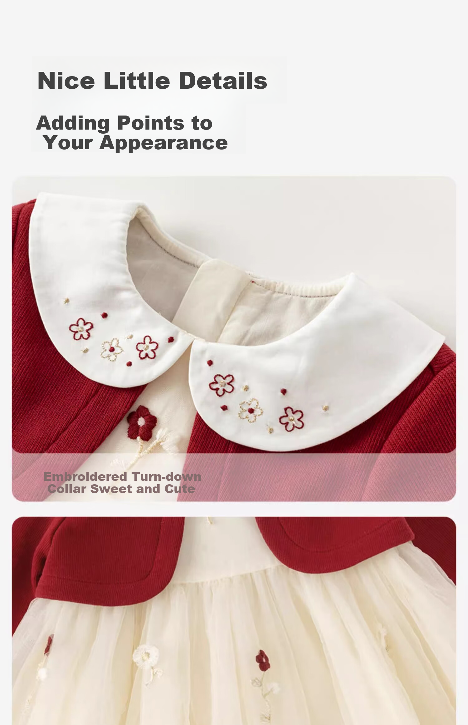 DAVE & BELLA Girls' Spring And Autumn Dress, Baby Tulle Princess Dress, Children's Stylish Faux Two-Piece Dress 10