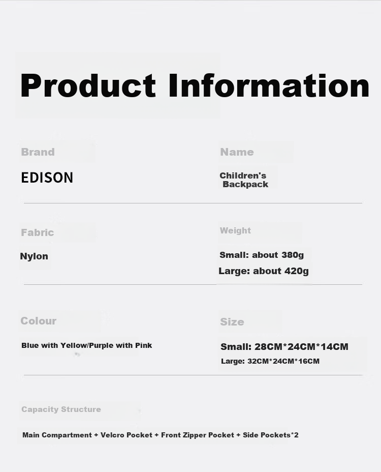 Edison Kindergarten Backpack for Preschoolers, Elementary School Students, Children's Outdoor Study And Travel, Small Backpack 2428-1 3