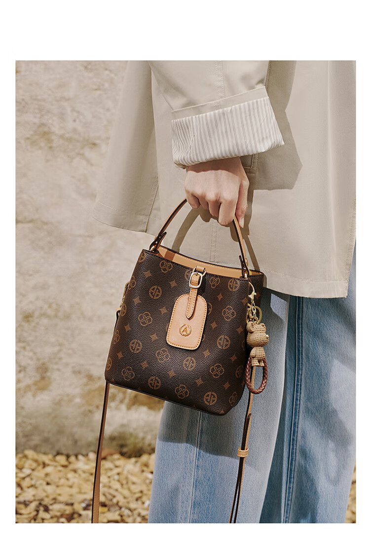 Aokang Women's Large Capacity Vintage Handheld Bucket Bag Luxury Crossbody Shoulder Bag Birthday New Year Gift for Girlfriend Wife 2