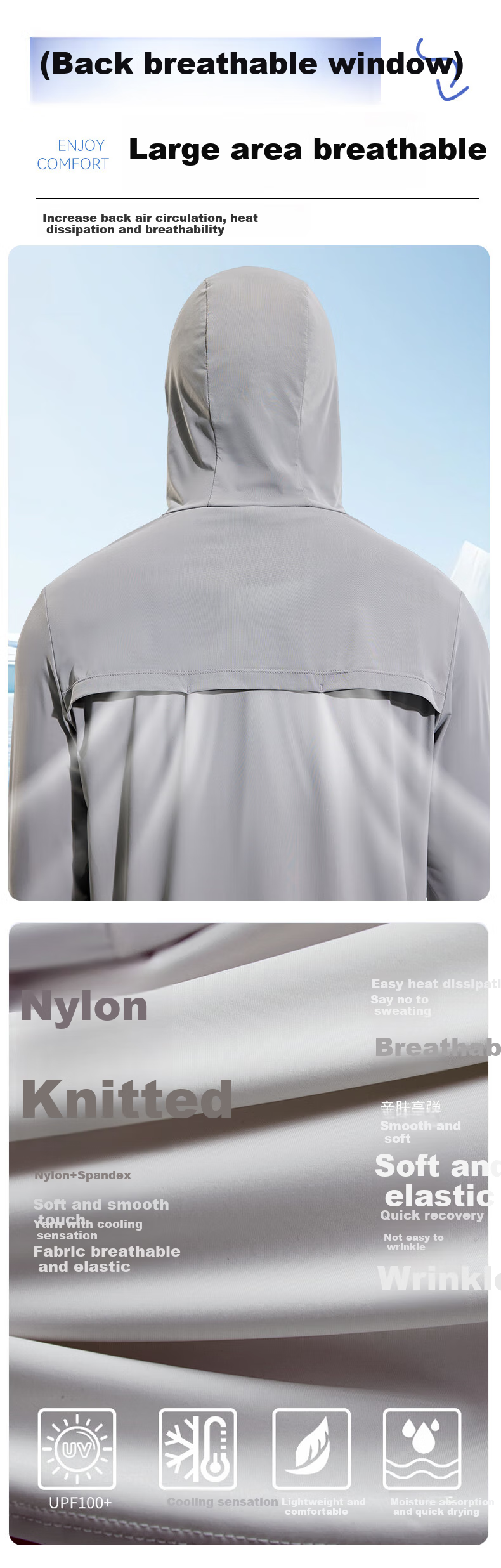 FitonTon Women's Sun Protection Jacket, UV-Resistant UPF100+, Hooded Sun Protection Shirt with Detachable Brim, Lightweight Outer Layer 12